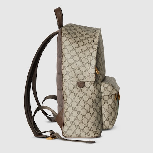 Ophidia medium backpack - beige and dark brown fabric