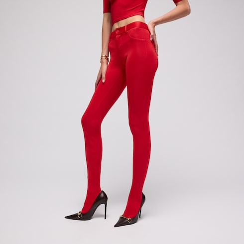 Stretch jersey leggings - red