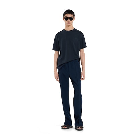 Cotton jersey T-shirt with embroidery - dark blue