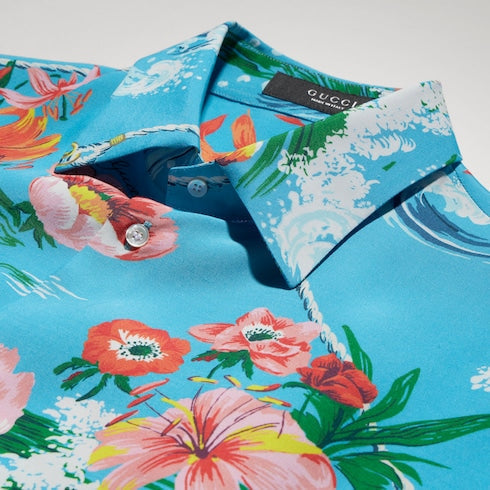 Printed fluid fabric shirt - multicolor