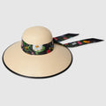 Panama twill hat with silk ribbon - light beige