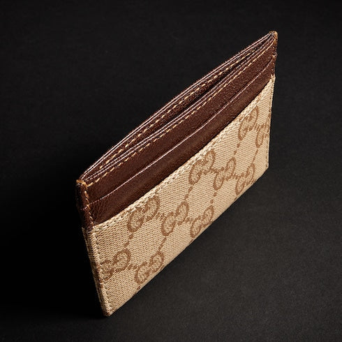 Gucci Essence Classic card case - sand and brown GG canvas