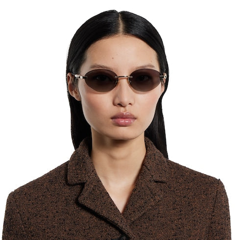 Frameless oval sunglasses - gold-toned