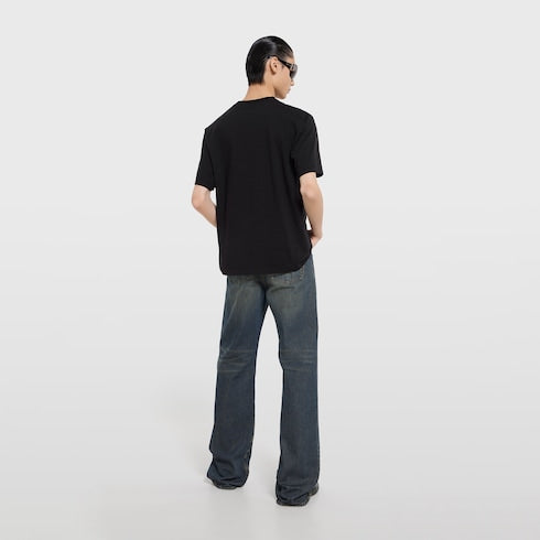 Silk blend jersey T-shirt with print - black