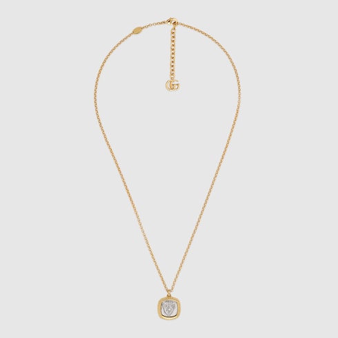 Gucci crest pendant necklace - gold-toned brass