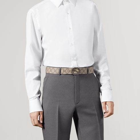 GG Supreme / Black Leather Reversible Belt - GG Supreme / Black Leather