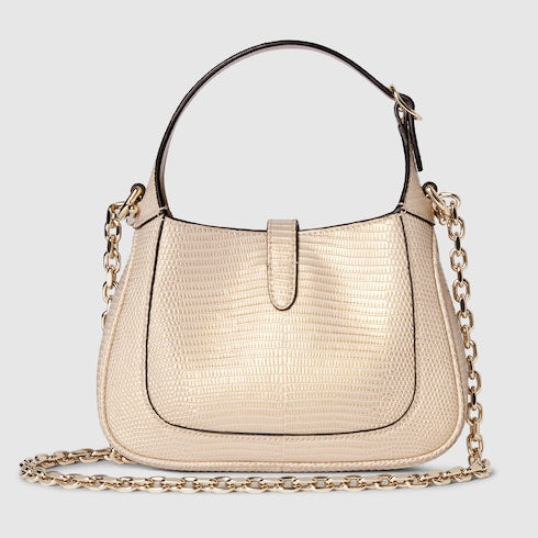 Gucci Jackie 1961 mini lizard bag - metallic beige
