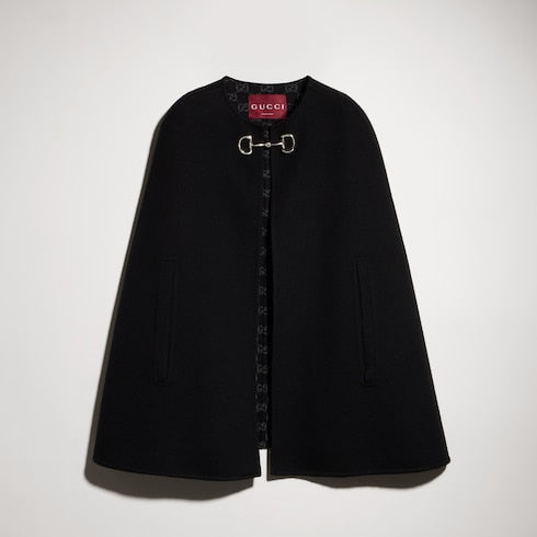 Wool and silk Horsebit cape - black and grey