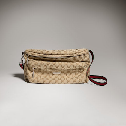 Gucci Tag medium crossbody bag - sand and brown GG canvas