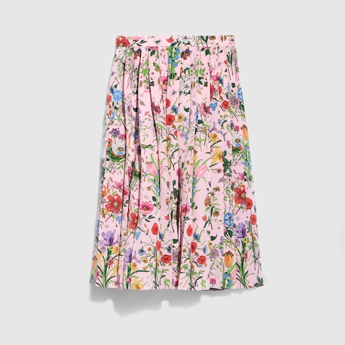 Printed silk midi skirt - multicolor