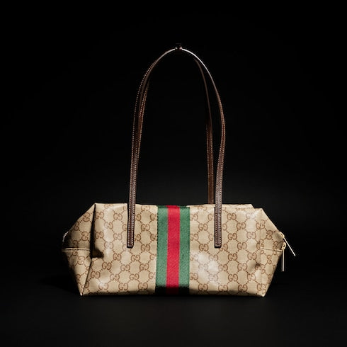 Gucci Melrose medium boston bag - sand and brown GG canvas