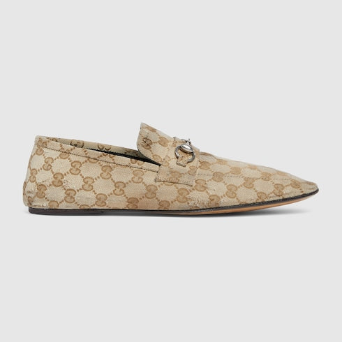 Men's worn-out effect Ragazzo loafer - sand GG canvas