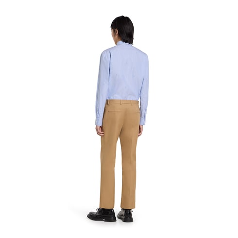 Cotton twill pants with Web detail - beige