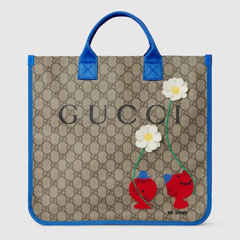 Children's GG tote bag with print - beige and brown GG Supreme