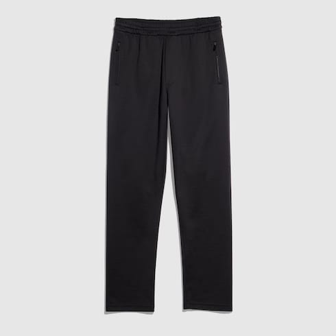 Silk cotton jersey sportswear pants - black