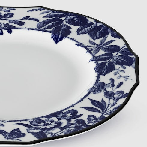 Herbarium dinner plate, set of two - blue and white porcelain