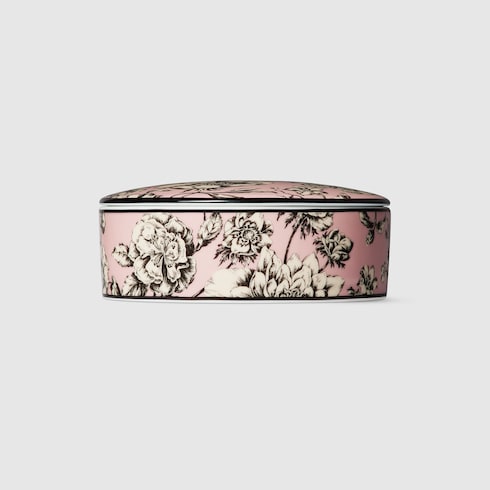 Gucci Flora Sketch print round box - pink and ivory porcelain