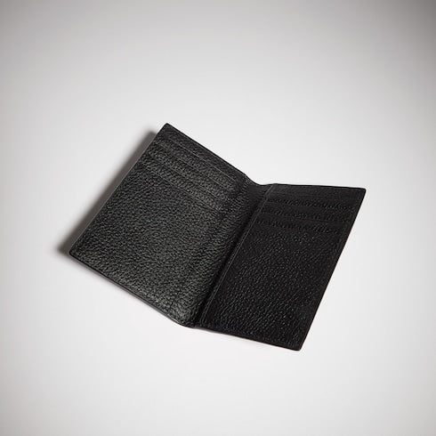 Long card case with Gucci logo - black leather