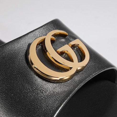 Women's slide sandal with Double G - black leather