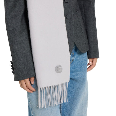 Cashmere scarf with patch - grey and light grey