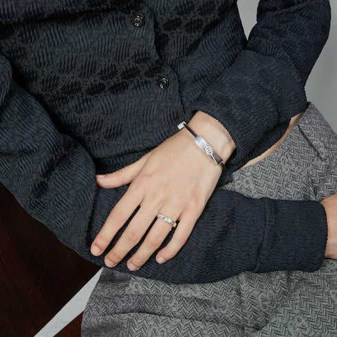Diagonal Interlocking G thin ring - 925 sterling silver