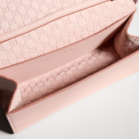 Mini pouch with Gucci lettering - light pink leather