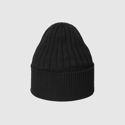 Wool hat with logo - black