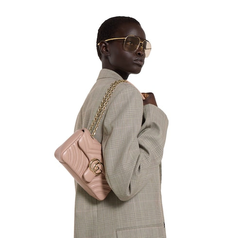 GG Marmont small shoulder bag - pink beige leather