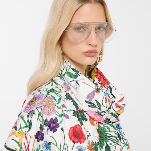 Printed quilted twill jacket - multicolor