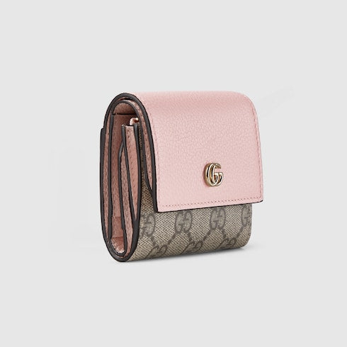 Bi-color GG Marmont mini wallet - pink leather