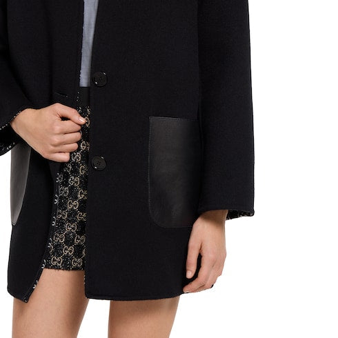 Reversible silk wool coat - black