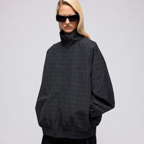 Prince of Wales nylon zip jacket - black