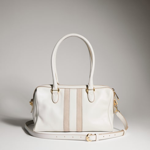 Borsetto medium boston bag - white leather