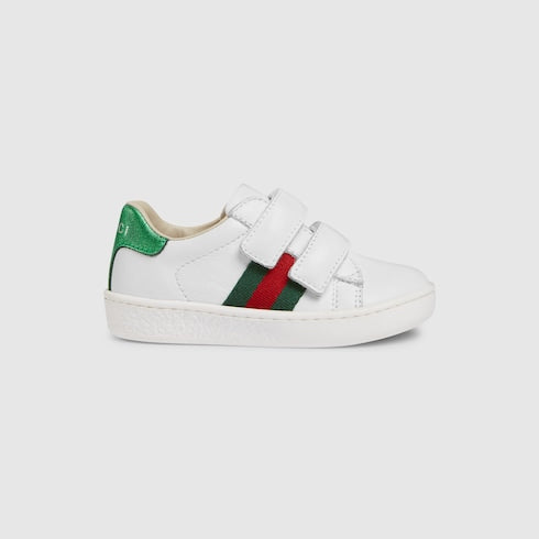 White Leather Toddler Sneaker With Web - White Leather