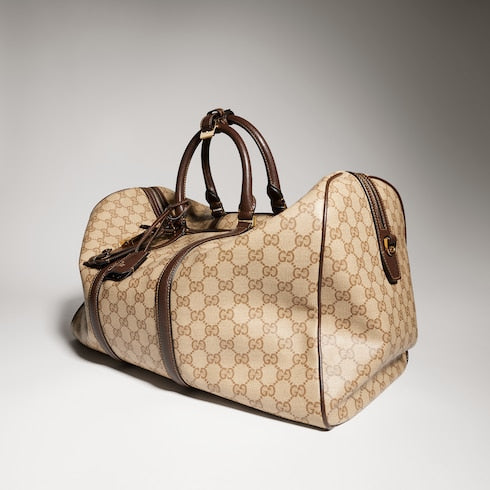 Gucci Essence Classic medium duffle bag - sand and brown GG canvas