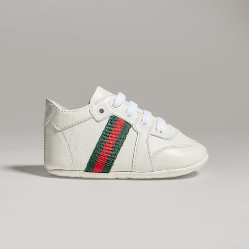 Baby Stretch low top sneaker - white leather