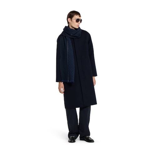 GG wool jacquard scarf - navy and light grey