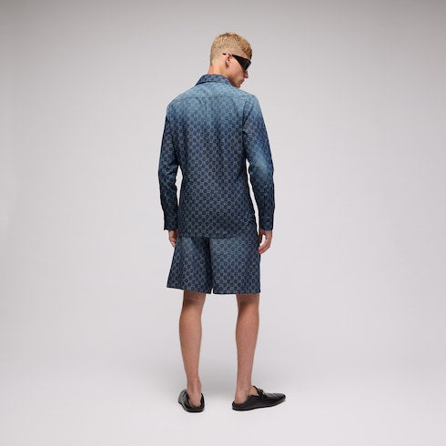 GG chambray cotton denim shirt - blue