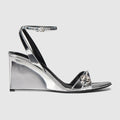 Women's Donna platform sandal - silver lamé leather