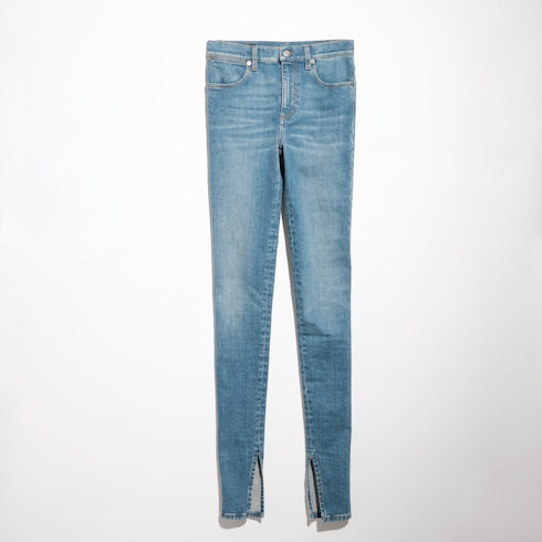 Cotton stretch denim pants - light blue