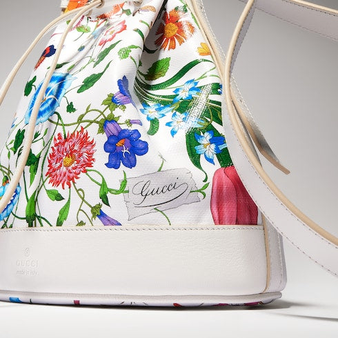 Gucci Venice small bucket bag - white and multicolor canvas