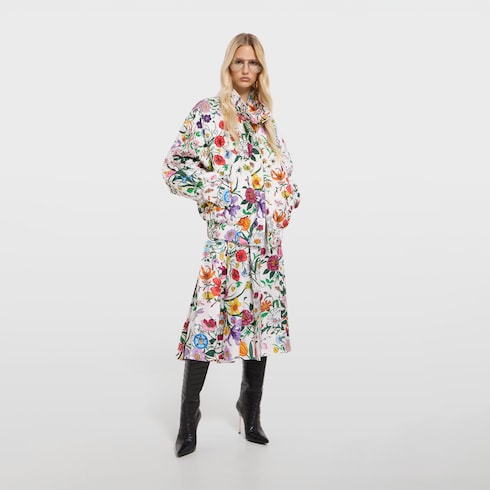 Printed quilted twill jacket - multicolor