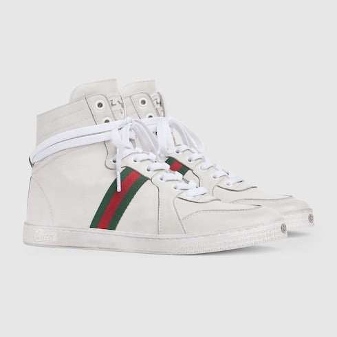 Women's Stretch high-top sneaker - white leather