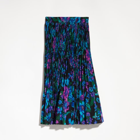 Printed silk crêpe de chine midi skirt - multicolor