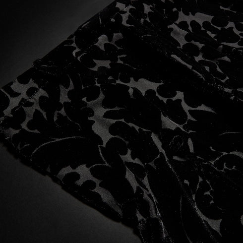 Floral devoré velour pants - black