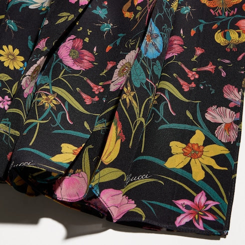 Printed silk midi skirt - black and red