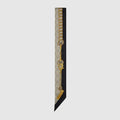 Printed silk twill ribbon - black and beige