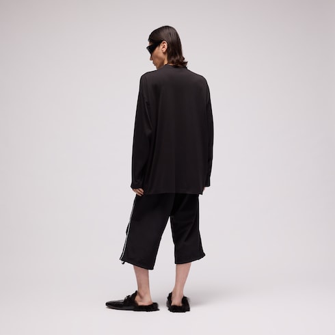 Cotton silk T-shirt with embroidery - black