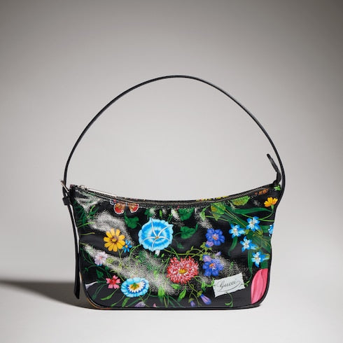 Lady Lunetta small shoulder bag - black and multicolor canvas