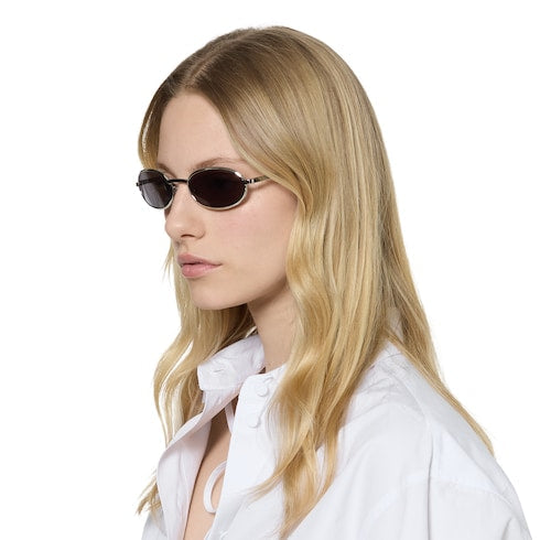 Oval frame sunglasses - silver-toned
